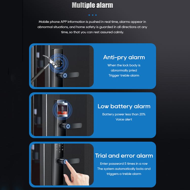 Z17 Tuya Smart WiFi Electronic Fingerprint Password Door Lock, 14.7cm, 16cm, 17cm, 18cm Z17 Tuya Smart WiFi Electronic Fingerprint Password Door Lock, 14.7cm, 16cm, 17cm, 18cm
